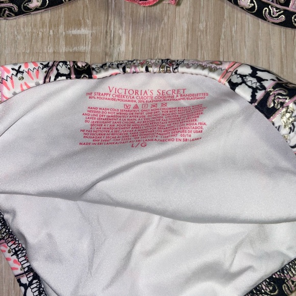 Victoria's Secret Strappy Cheeky Bikini Set Lg Bottom 36B Top - Picture 5 of 12